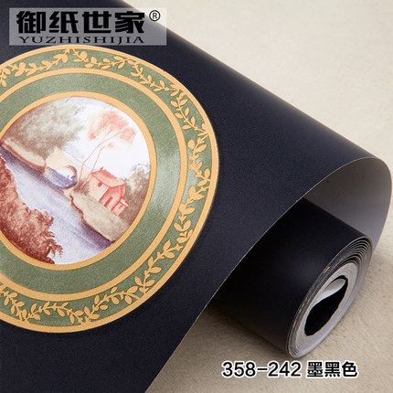御纸世家现代中式进口无纺布墙纸客厅书房玄关电视背景墙纯纸壁纸