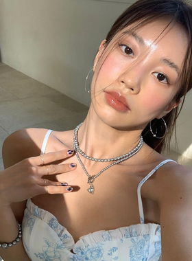 铜镀白金珍珠链女渐变珍珠项链