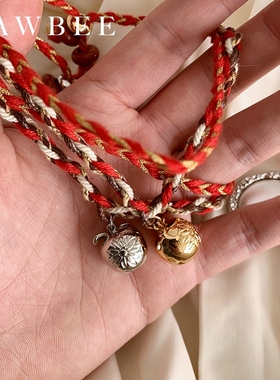 苹果立体毛线编织手链