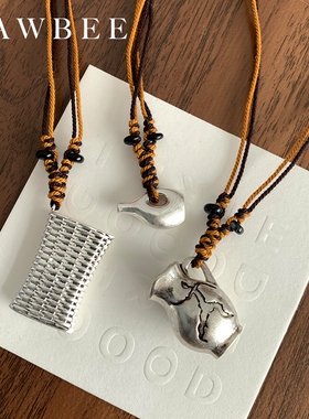 立体酒壶毛线编织项链小众设计