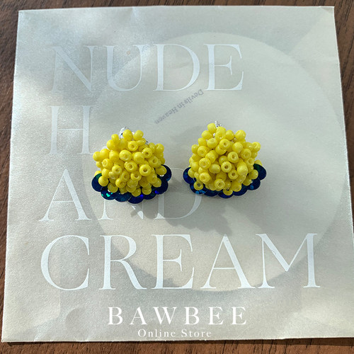 BAWBEE日系小众品牌夸张个性手工串珠撞色百搭亮片彩色耳钉银针