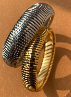 中古风女铜镀金弹力手镯