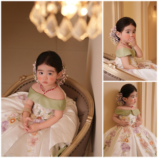 刘亦菲同款儿童摄影服装礼服拍照衣服2-9岁女童连衣裙影楼写真照