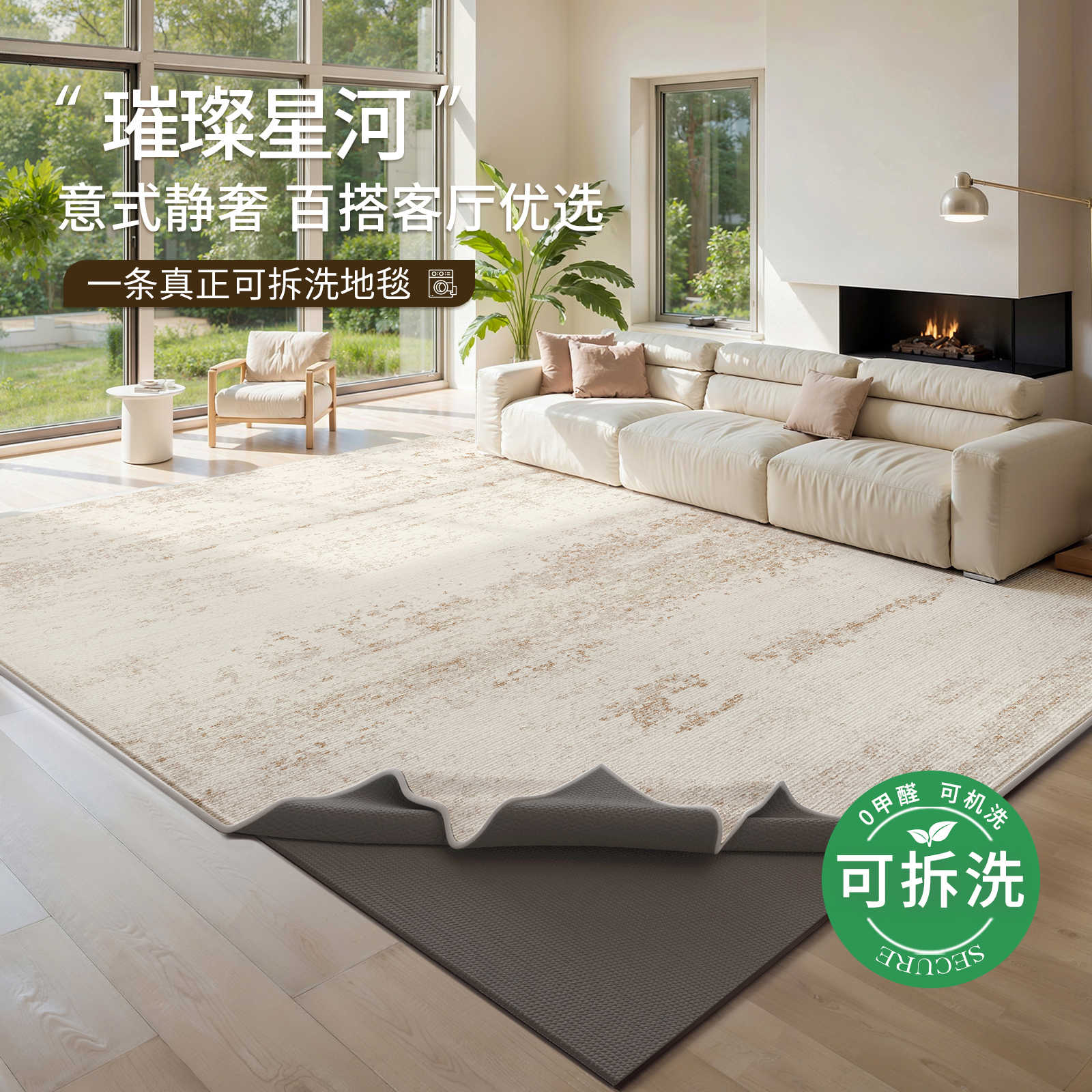 地毯客厅双层可拆洗机洗水洗地垫