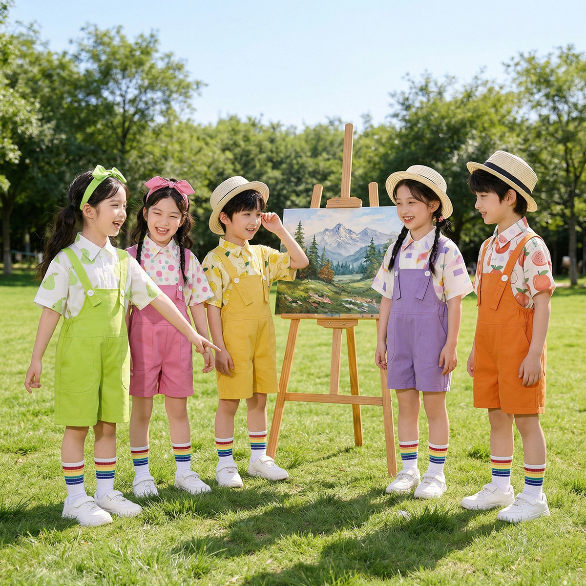 多巴胺风儿童啦啦队演出服套装
