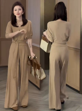 24078时尚休闲运动套装女春秋季减龄假两件立领卫衣阔腿裤两件套