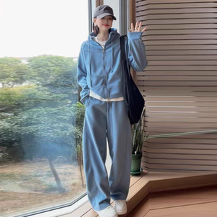 两件套 女2026春秋冬新加厚连帽卫衣阔腿裤 欧洲站时尚 休闲套装