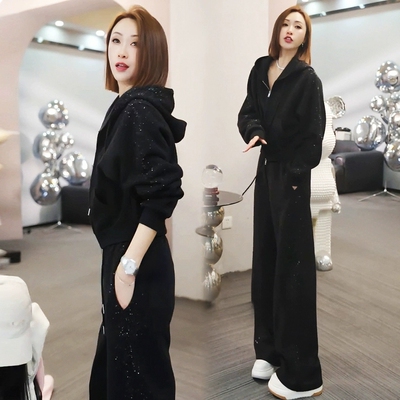春季穿搭一整套高级感套装女2026春秋新款时尚减龄阔腿裤两件套