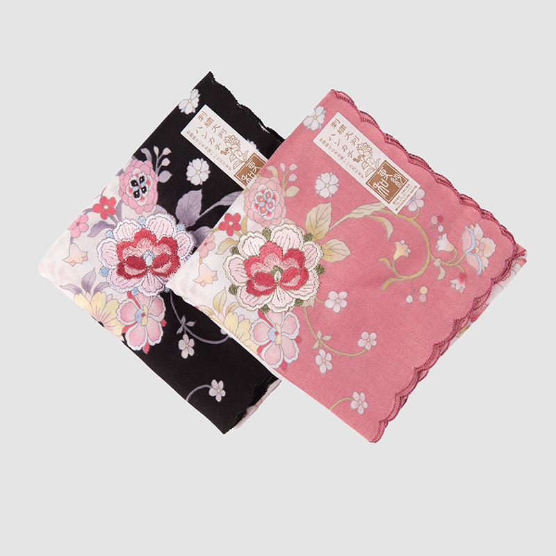 日本和音刺繡女士荷葉邊手帕
