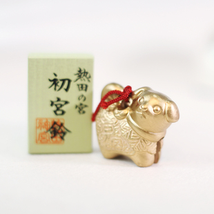 日本热田神宫招财铃铛陶器小金狗 铃铛摆件车载守护平安除厄运