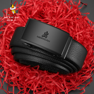 稻草人纯男士皮带自动扣头层牛皮腰带时尚商务中青年裤带官方正品