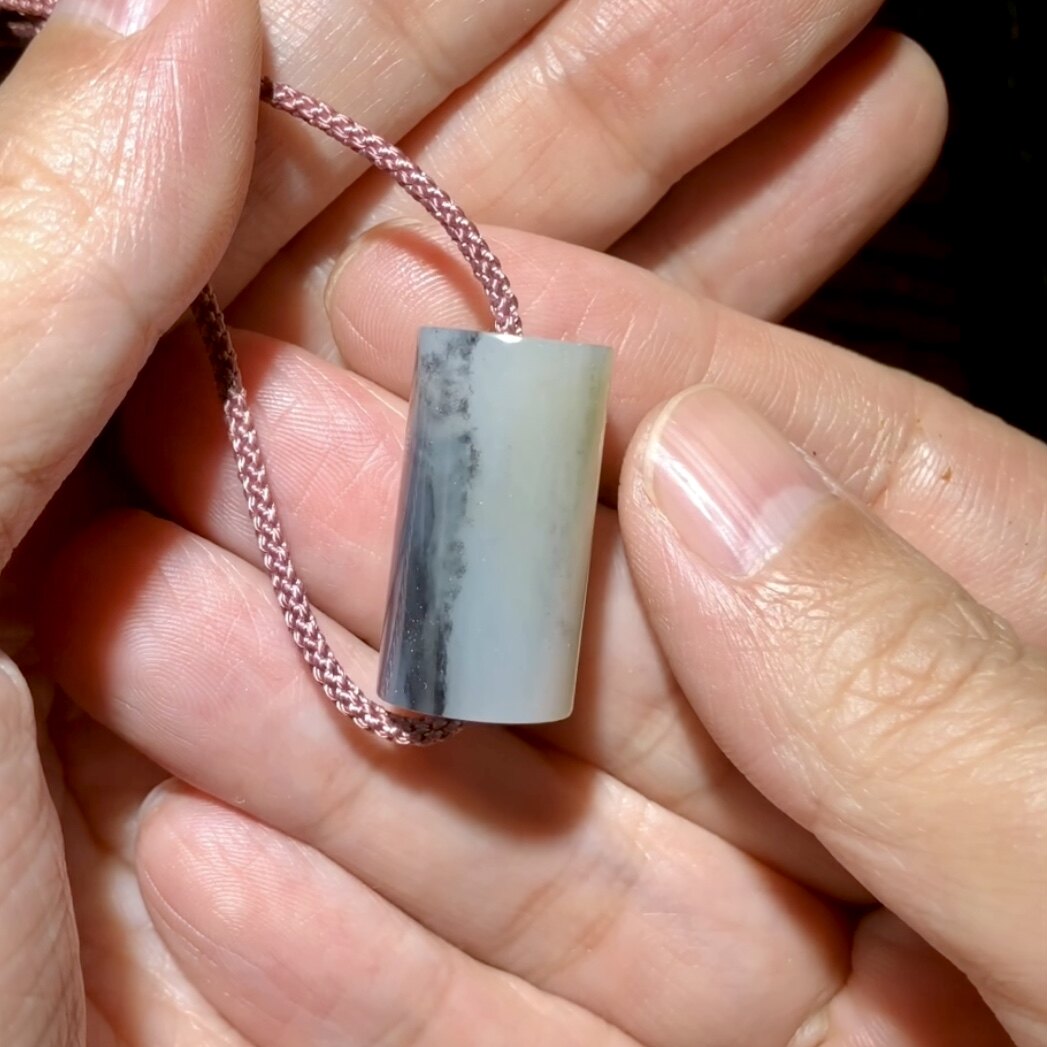 老石头和田玉墨玉青花籽料勒子吊坠挂件手链珠转运珠锁骨链9.98克