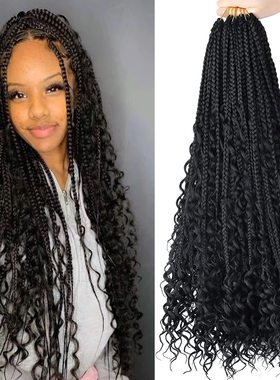 24 Inch 8 Packs Boho Box Braids Crochet Hair with Curly End