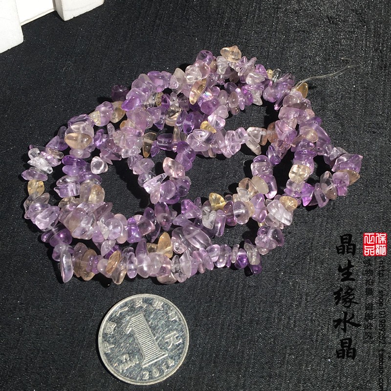 天然水晶有孔碎石diy饰品配件手工半成品散珠清仓捡漏价