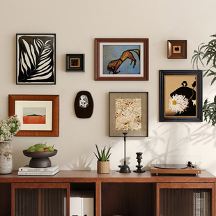 小众复古艺术装饰画高级感客厅中古组合挂画餐厅民宿美式文艺壁画