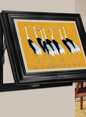 法式中古风电表箱装饰画高级感推拉液压配电箱画复古黑色定制挂画