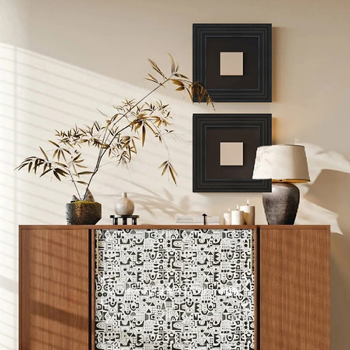 高级感美拉德客厅装饰画新中式木色柿子竹组合挂画复古文艺软装画