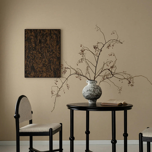 松弛感装修室内装饰画文艺复古客厅抽象挂画高级感餐厅书房木皮画