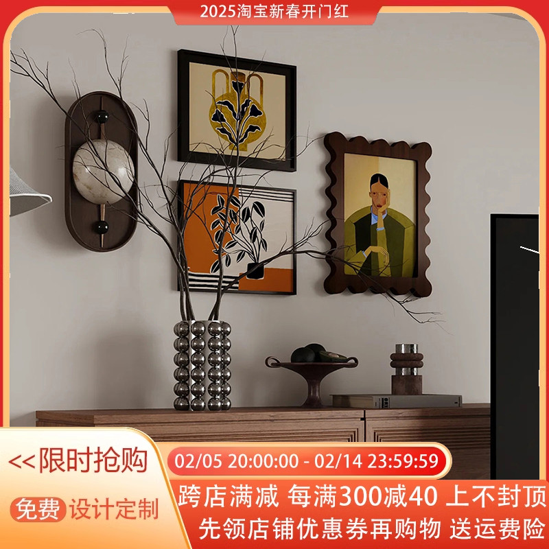 高级感中古风民宿装饰画异形层次感复古小众挂画室内手工组合壁画图片