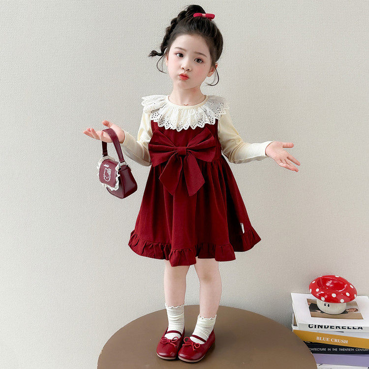 女童连衣裙套装2026春季新款洋气宝宝打底衫背心裙两件套儿童春装