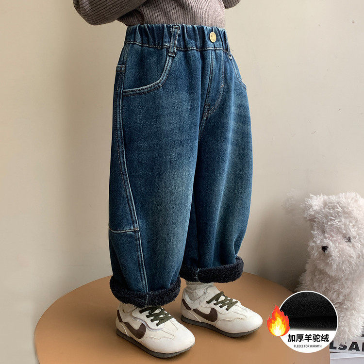 裤子女童加绒牛仔裤秋冬季2025新款儿童加厚冬装女宝宝卡通直筒裤,童装/婴儿装/亲子装,儿童牛仔裤,淘宝优惠券,粉丝福利购,淘宝优惠卷