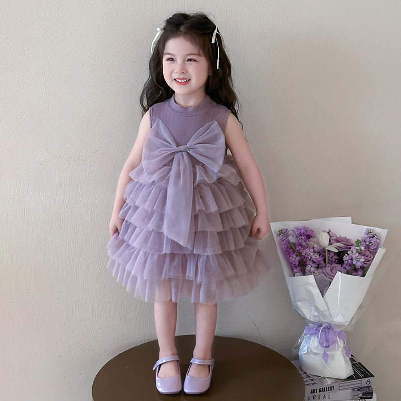 女童无袖连衣裙夏季新款儿童生日礼服蛋糕裙子夏装女孩表演公主裙