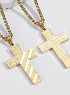 .IIIMIII.跨境热销十字架项链不锈钢项链旗帜吊坠钛钢饰品