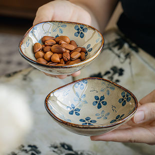 巷子尾〖花卉小碟〗异形陶瓷味碟火锅蘸料碟家用醋碟酱油调味碟子