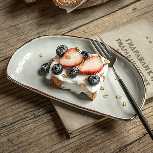 巷子尾〖月亮造型 微瑕疵 甜品盘〗8.5英寸陶瓷盘子点心盘寿司盘