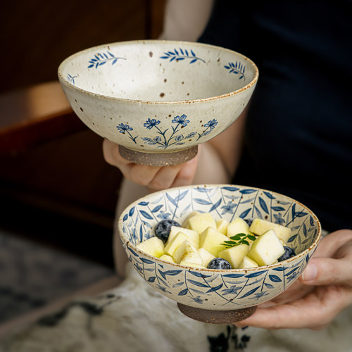 〖巷子尾推荐〗复古5.5英寸高脚碗手工粗陶甜品碗日式饭碗糖水碗