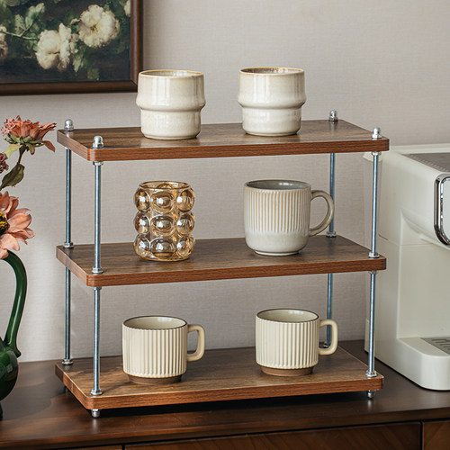 巷子尾中古风多层实木杯架置物架