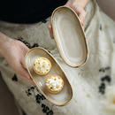 巷子尾〖做旧异形椭圆碟〗日式 陶瓷前菜碟子复古味碟点心盘小菜碟