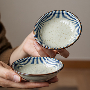巷子尾〖蓝雨手绘味碟〗新款 烤肉蘸料碟 陶瓷调味碟子饺子醋碟日式