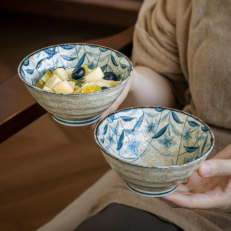 巷子尾桔梗5英寸陶瓷高脚碗饭碗