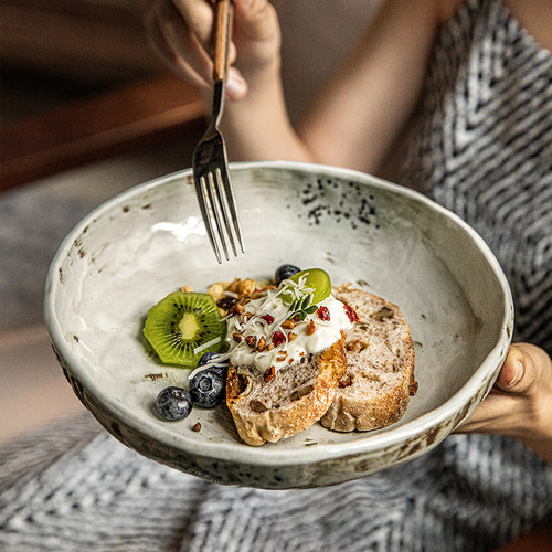 巷子尾〖侘寂风异形碗〗复古做旧沙拉碗个性陶瓷面碗菜盘民宿餐具