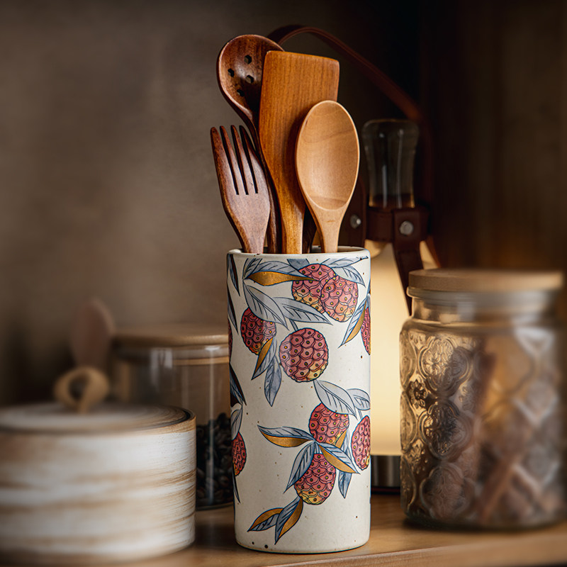 巷子尾〖金斑荔〗粗陶筷子筒厨房收纳罐筷笼轻奢复古笔筒装饰摆件,餐饮具,餐具笼/架,淘宝优惠券,粉丝福利购,淘宝优惠卷