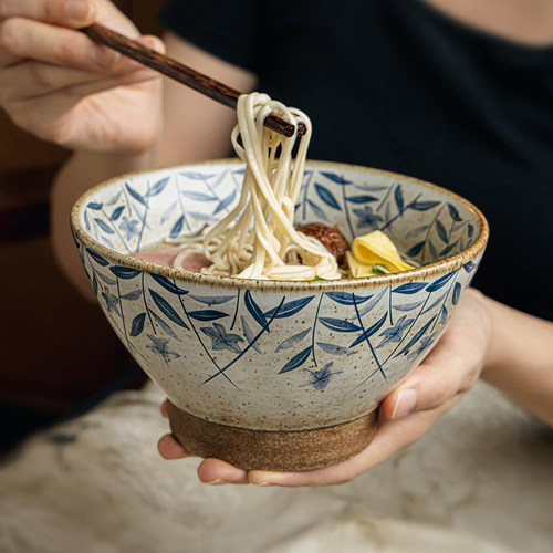 桔梗花6.5英寸面碗高脚碗汤面碗