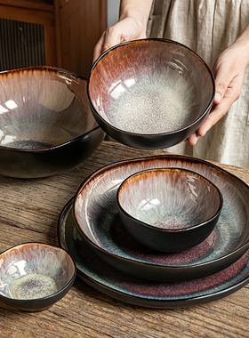 巷子尾〖沉稳厚重感〗云梦异形碗碟餐具复古陶瓷饭碗盘子牛排摆盘