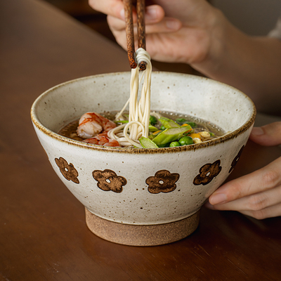 巷子尾棕色小花6.5英寸高脚面碗