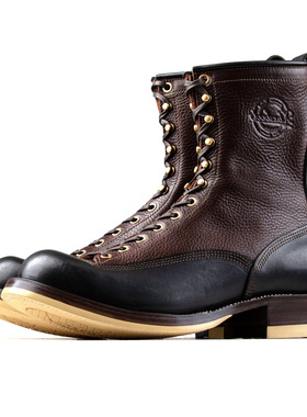 Monkey Boots 12 Eyelets - Brown/Black Bull Hide- xbxs®boots