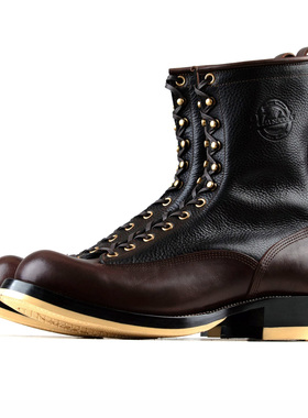 Monkey Boots 12 Eyelets - Black+Brown Bull Hide -xbxs®boots