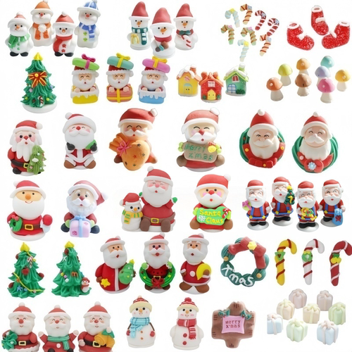 圣诞节蛋糕装饰糖人糖公仔圣诞老人雪人拐杖靴子花环翻糖公仔摆件