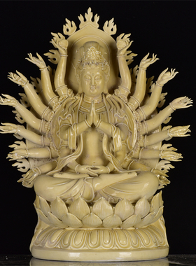 古董古玩收藏创汇时期德化白瓷千手观音雕塑