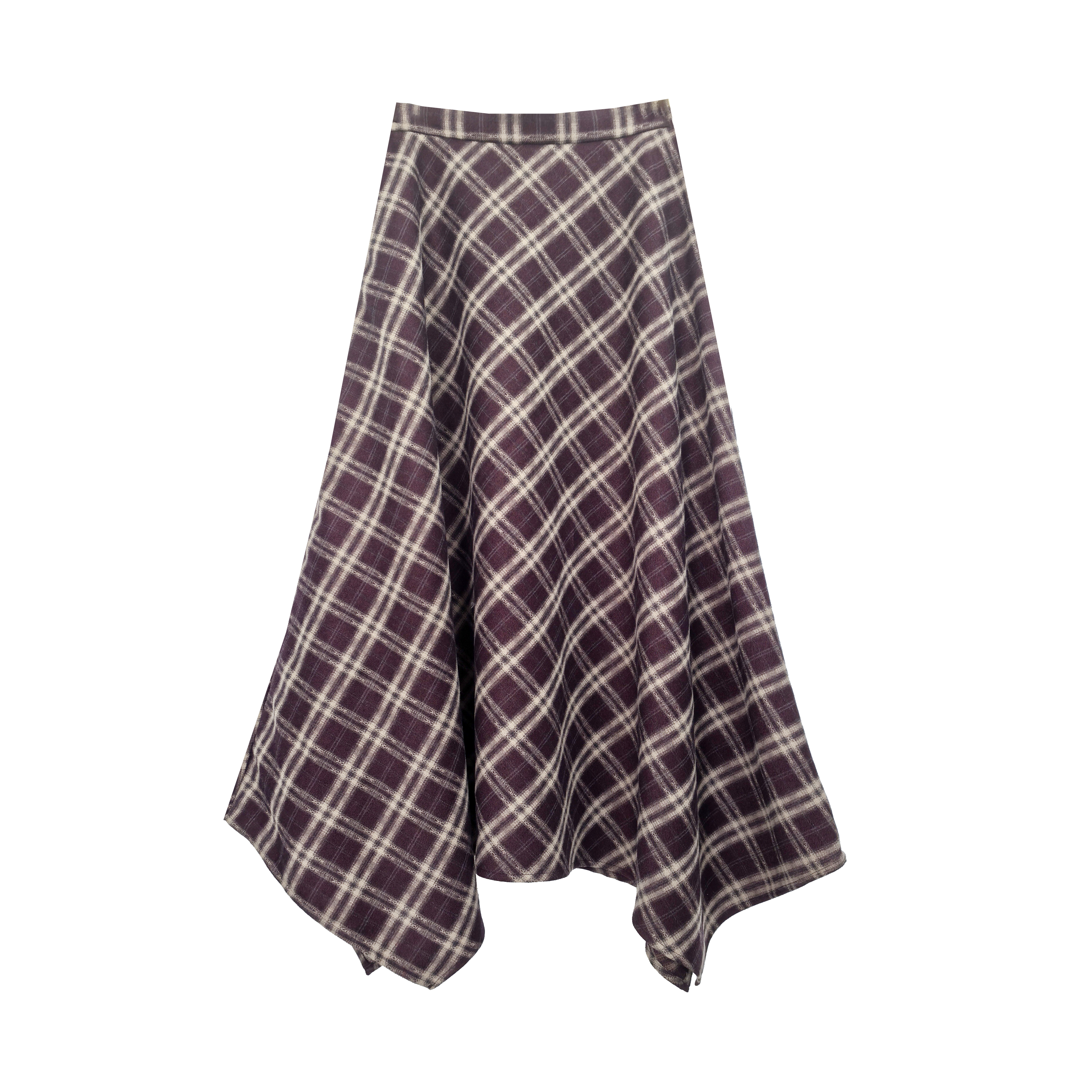 美拉德穿搭复古格子半裙秋季新款不规则-8976