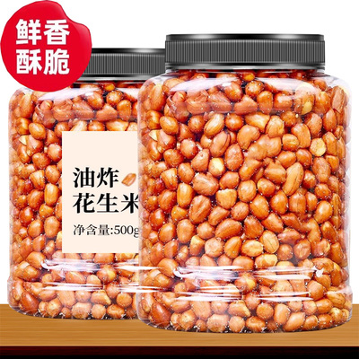 油炸花生米罐装500g红皮花生