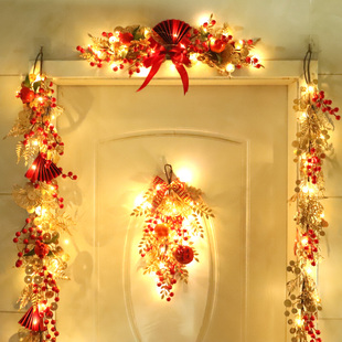 新年春节红果金叶子藤条门楣倒挂树室内布置挂件新房乔迁喜庆装饰