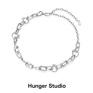 特价 Studio系列褶皱链条金属异形宝石项链中性颈链 Hunger