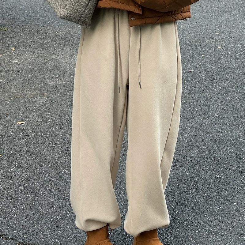 加绒加厚美式抽绳运动卫裤