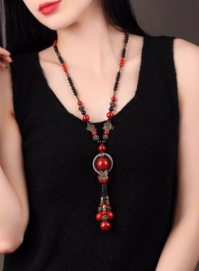 民族风新年新款毛衣链装饰百搭配饰春秋款项链挂件古典鱼儿女款