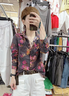 韩版棉麻长袖衬衫女士宽松大码印花舒适衬衣春装新款打底衫上衣潮
